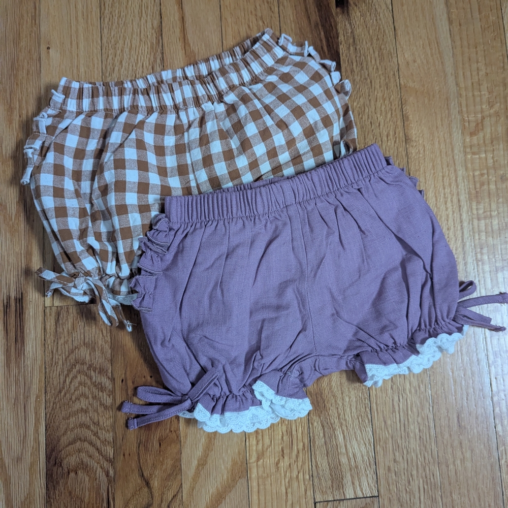Sweethoney Set of Two Gingham and Solid Baby Bloomers